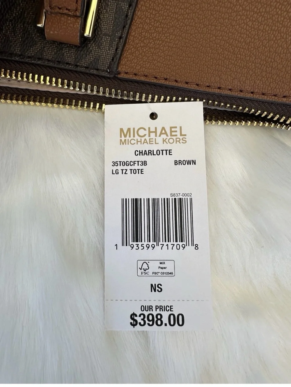 Michael Kors Brown MK Signature Tote with Gold Charm